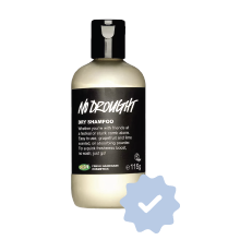 Bottle of Lush No Drought Dry Shampoo indicating it's approved